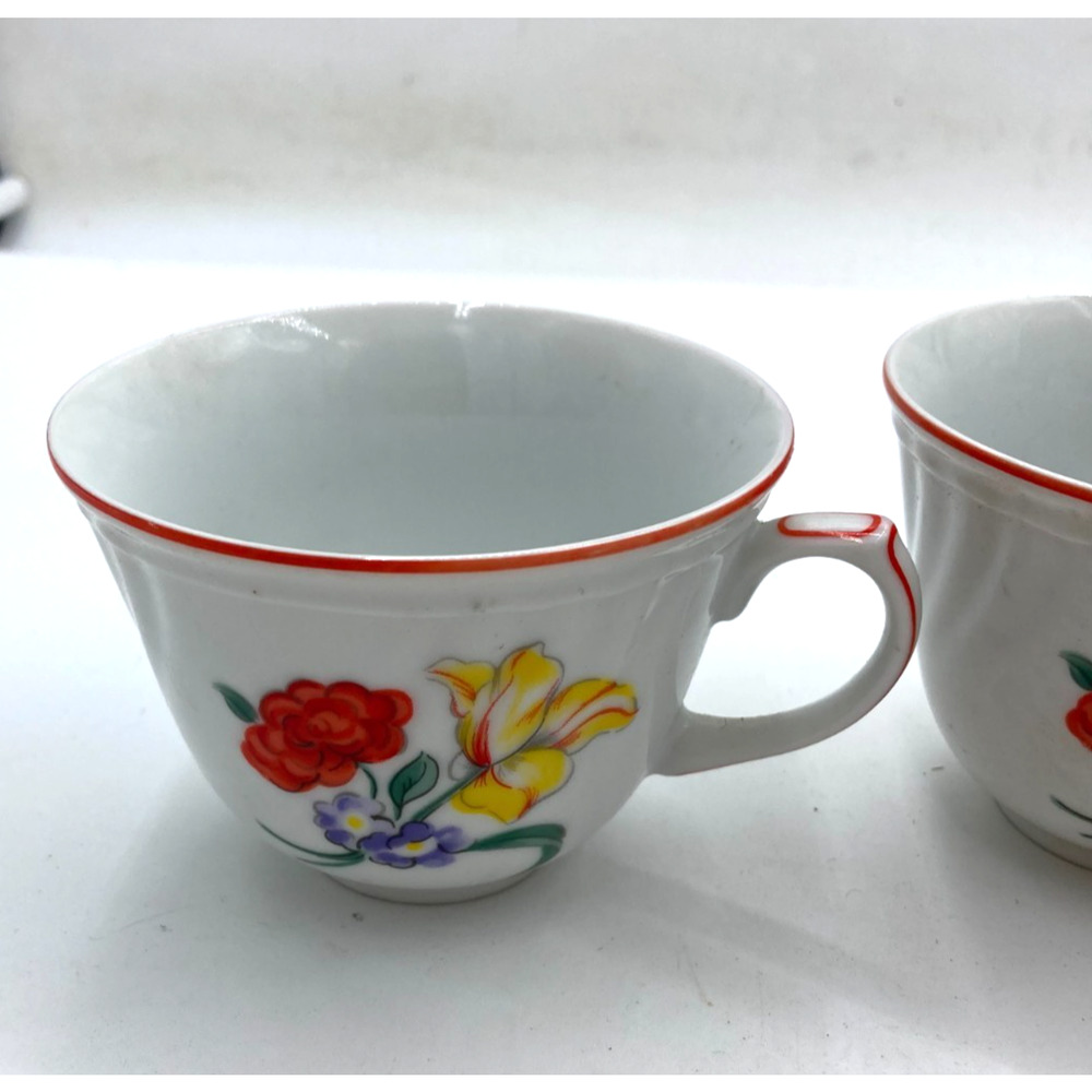 VINTAGE FITZ & FLOYD MULTI COLORED FLORAL PRINTEMPS SET OF 3 CUPS